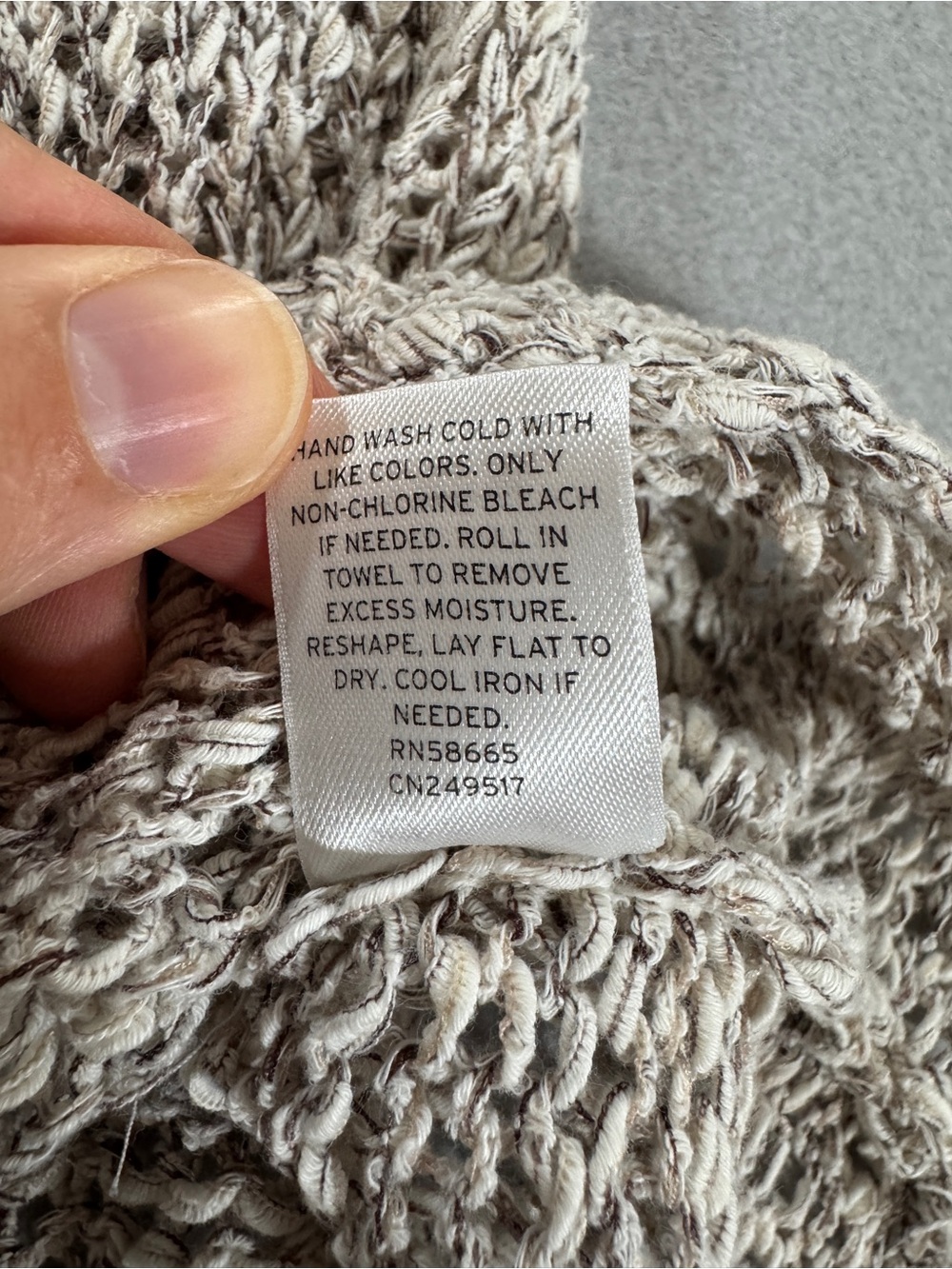 Caslon Open Knit Marled Cotton Blend Sweater XS Beige Oatmeal Scoop Neck Beach - Picture 9 of 10